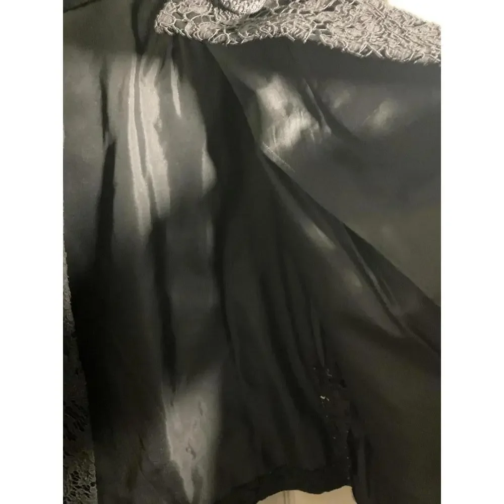 Elegant Black Lace Bolero Jacket with Beautiful Jeweled Buttons Large/XLarge - Picture 7 of 14